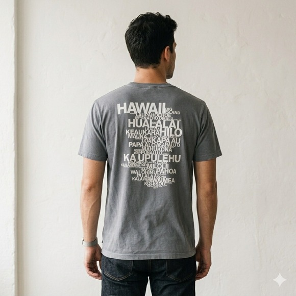 James Perse Other - James Perse T-Shirt Mens 2 Medium Grey Hawaii Graphic Crew Neck Combed Cotton